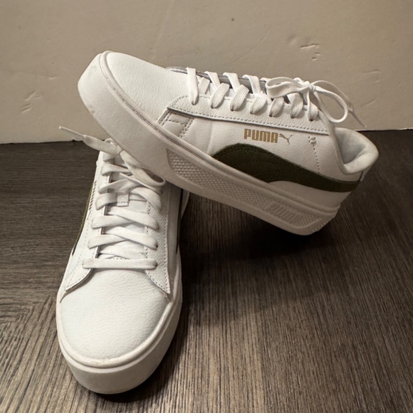 Puma Womens Smash Platform V3 Mono Twist Sneaker White Green Size 7.5 - Picture 3 of 8